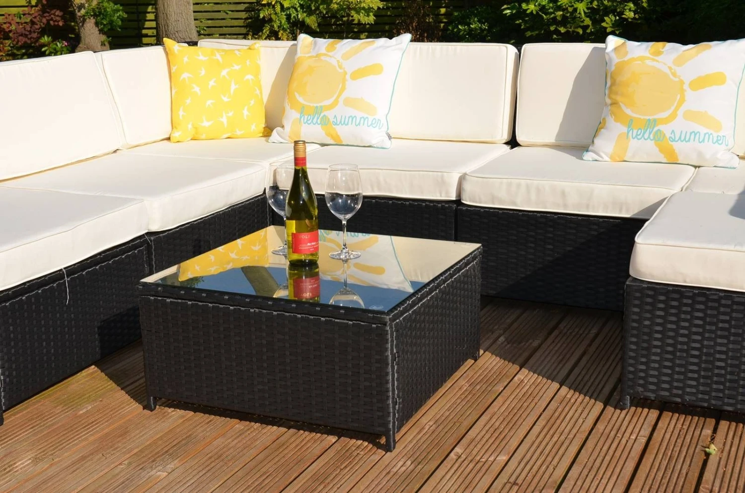 LaManga 7 Seater Garden Rattan Corner Sofa Set With Table Brown 5 LaManga 7 Seater Garden Rattan Corner Sofa Set With Table Brown - Image 3