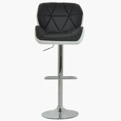 Eris Black White Faux Leather Chrome Base Barstool