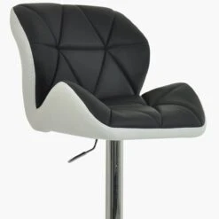 Eris Black White Faux Leather Chrome Base Barstool -Furniture Specialty Store eris black with white 4