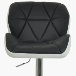 Eris Black White Faux Leather Chrome Base Barstool -Furniture Specialty Store eris black with white 5