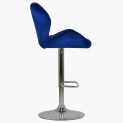 Eris Blue Velvet Chrome Base Kitchen Stool -Furniture Specialty Store eris blue 3