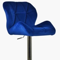 Eris Blue Velvet Chrome Base Kitchen Stool -Furniture Specialty Store eris blue 4