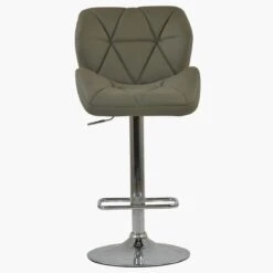 Eris Taupe Faux Leather Chrome Base Bar Stool