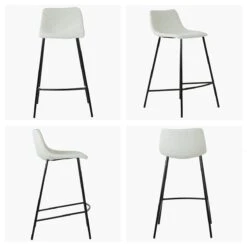 Fallow Cream Boucle Black Leg Breakfast Stool