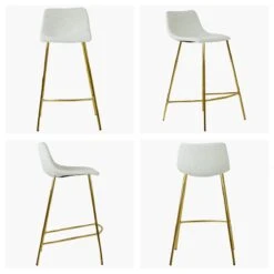 Fallow Cream Boucle Gold Leg Barstool