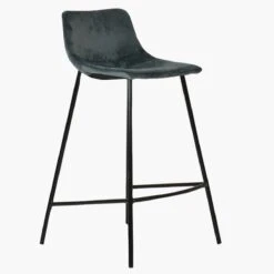 Fallow Dark Grey Velvet Black Leg Bar Stool -Furniture Specialty Store fallow dark grey black leg 1