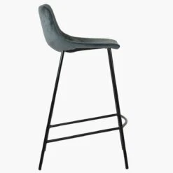 Fallow Dark Grey Velvet Black Leg Bar Stool -Furniture Specialty Store fallow dark grey black leg 2