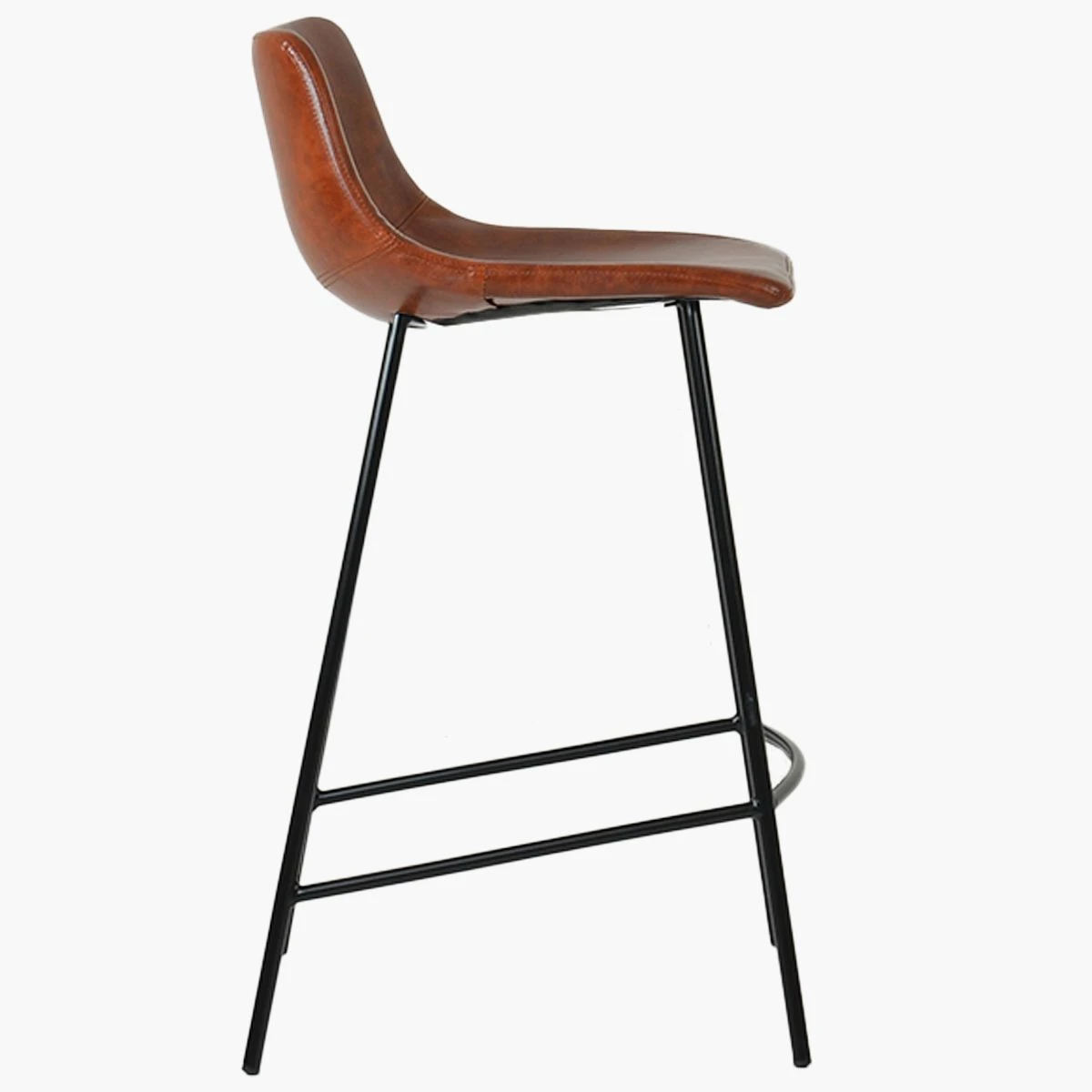 Fallow Vintage Brown Faux Leather Black Leg Bar Stool - Image 4