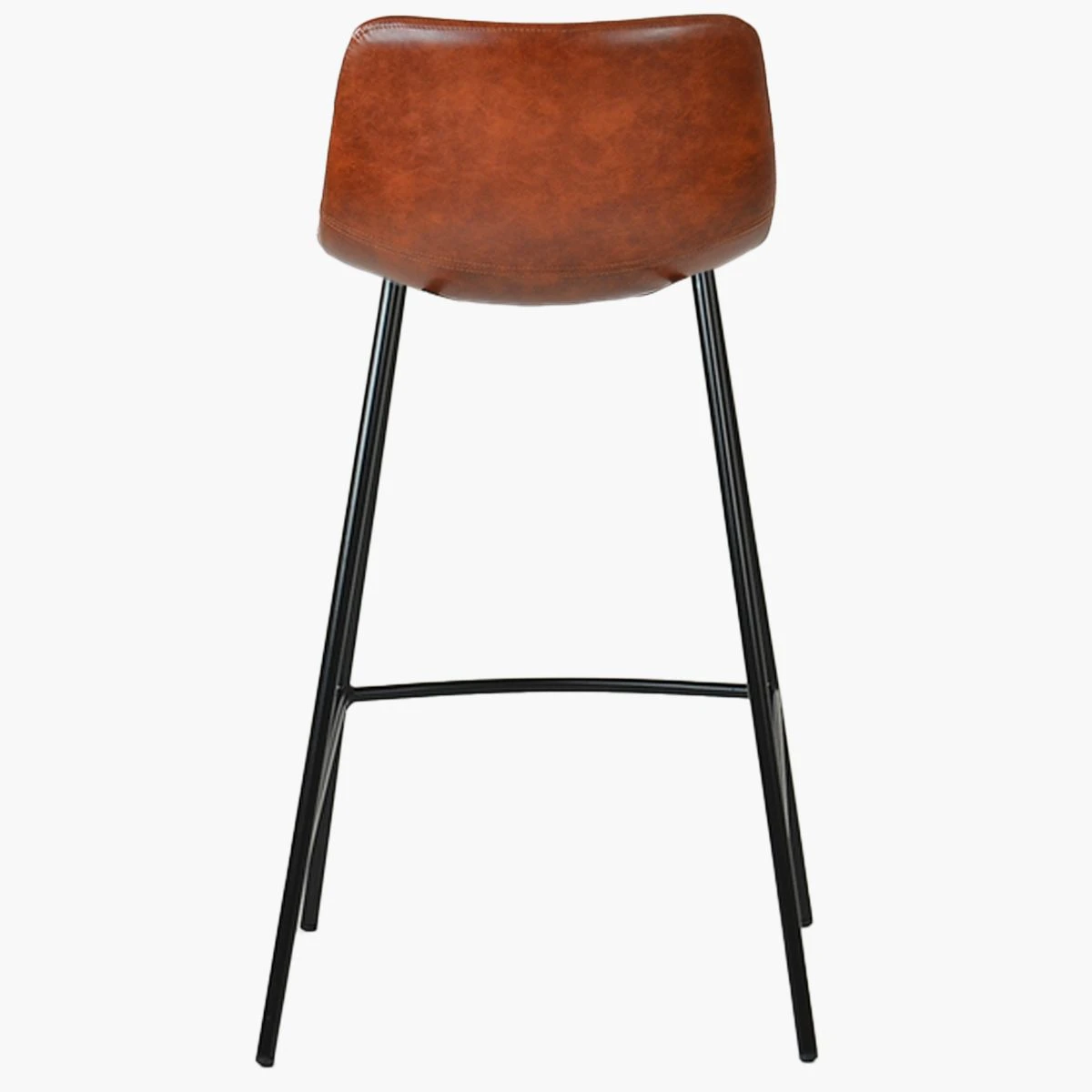Fallow Vintage Brown Faux Leather Black Leg Bar Stool - Image 5