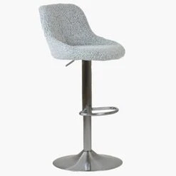 Ferrero Grey Boucle Brushed Steel Swivel Bar Stool -Furniture Specialty Store ferrero grey boucle 2