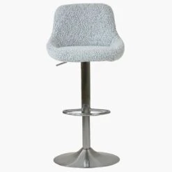 Ferrero Grey Boucle Brushed Steel Swivel Bar Stool -Furniture Specialty Store ferrero grey boucle 3