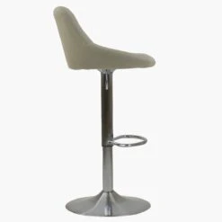 Ferrero Taupe Faux Leather Brushed Steel Swivel Bar Stool -Furniture Specialty Store ferrero taupe 1