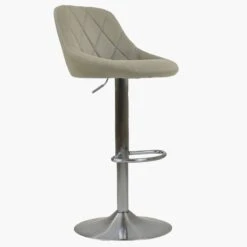 Ferrero Taupe Faux Leather Brushed Steel Swivel Bar Stool -Furniture Specialty Store ferrero taupe 2