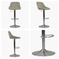 Ferrero Taupe Faux Leather Brushed Steel Swivel Bar Stool