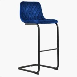 Finn Blue Velvet Black Leg Breakfast Stool -Furniture Specialty Store finn blue 1