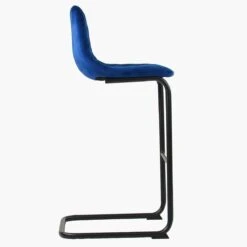 Finn Blue Velvet Black Leg Breakfast Stool -Furniture Specialty Store finn blue 2