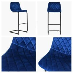 Finn Blue Velvet Black Leg Breakfast Stool