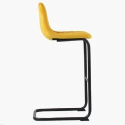 Finn Gold Velvet Black Leg Bar Stool -Furniture Specialty Store finn yellow 3