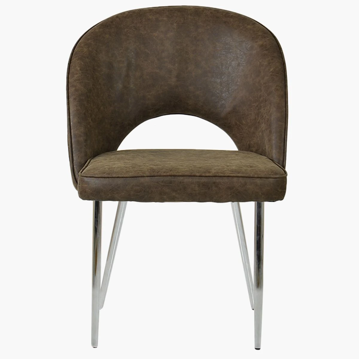 Flair Antique Brown Leather Dining Chair With Chrome Leg 4 Flair Antique Brown Leather Dining Chair With Chrome Leg - Image 2