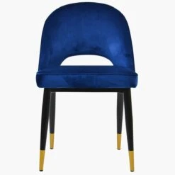 Flair Blue Velvet Dining Chair With Black Gold Legs