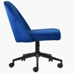 Flair Blue Velvet Swivel Home Office Chair With Black Base -Furniture Specialty Store flair blue office chair black 3