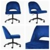Flair Blue Velvet Swivel Home Office Chair With Black Base -Furniture Specialty Store flair blue office chair black white