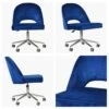 Flair Blue Velvet Swivel Home Office Chair With Chrome Base -Furniture Specialty Store flair blue office chair chrome white