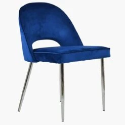 Flair Blue Velvet Dining Chair With Chrome Legs -Furniture Specialty Store flair blue velvet chrome leg 1