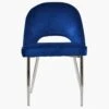 Flair Blue Velvet Dining Chair With Chrome Legs