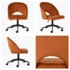 Flair Burnt Orange Velvet Swivel Office Chair With Black Base -Furniture Specialty Store flair burnt office black office 4