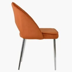 Flair Burnt Orange Velvet Dining Chair With Chrome Leg -Furniture Specialty Store flair burnt office chrome 3