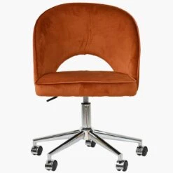 Flair Burnt Orange Velvet Swivel Office Chair With Chrome Base -Furniture Specialty Store flair burnt office chrome office 1