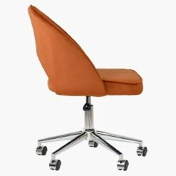 Flair Burnt Orange Velvet Swivel Office Chair With Chrome Base -Furniture Specialty Store flair burnt office chrome office 3