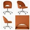 Flair Burnt Orange Velvet Swivel Office Chair With Chrome Base -Furniture Specialty Store flair burnt office chrome office 4