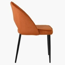 Flair Burnt Orange Velvet Dining Chair With Black Leg -Furniture Specialty Store flair burnt orange black 3