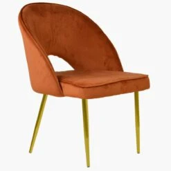 Flair Burnt Orange Velvet Dining Chair With Gold Leg 8 Flair Burnt Orange Velvet Dining Chair With Gold Leg -Furniture Specialty Store flair burnt orange gold 2