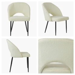 Furniture Specialty Store 21 Flair Cream Boucle Dining Chair With Black Leg