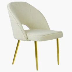 Flair Cream Boucle Dining Chair With Gold Leg -Furniture Specialty Store flair cream cinda gold 2