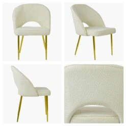 Flair Cream Boucle Dining Chair With Gold Leg