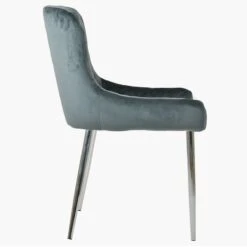 Heron Dark Grey Velvet Dining Chair With Chrome Legs -Furniture Specialty Store flair dakr grey velvet chrome 1
