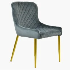 Heron Dark Grey Velvet Dining Chair With Gold Legs -Furniture Specialty Store flair dakr grey velvet gold 2