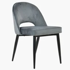 Flair Dark Grey Velvet Dining Chair With Black Legs -Furniture Specialty Store flair dark grey 2 2