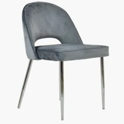 Flair Dark Grey Velvet Dining Chair With Chrome Legs -Furniture Specialty Store flair dark grey velvet chrome 3