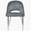 Flair Dark Grey Velvet Dining Chair With Chrome Legs