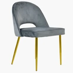 Flair Dark Grey Velvet Dining Chair With Gold Legs -Furniture Specialty Store flair dark grey velvet gold 3