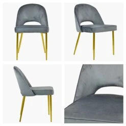 Flair Dark Grey Velvet Dining Chair With Gold Legs -Furniture Specialty Store flair dark grey velvet gold leg 4