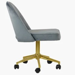 Flair Dark Grey Velvet Swivel Office Chair With Gold Legs -Furniture Specialty Store flair dark grey velvet office gold 1