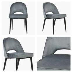 Flair Dark Grey Velvet Dining Chair With Black Legs -Furniture Specialty Store flair dark grey white 1