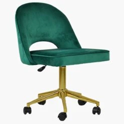 Flair Green Velvet Swivel Office Chair With Gold Legs -Furniture Specialty Store flair green office gold 2