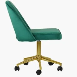Flair Green Velvet Swivel Office Chair With Gold Legs -Furniture Specialty Store flair green office gold 3